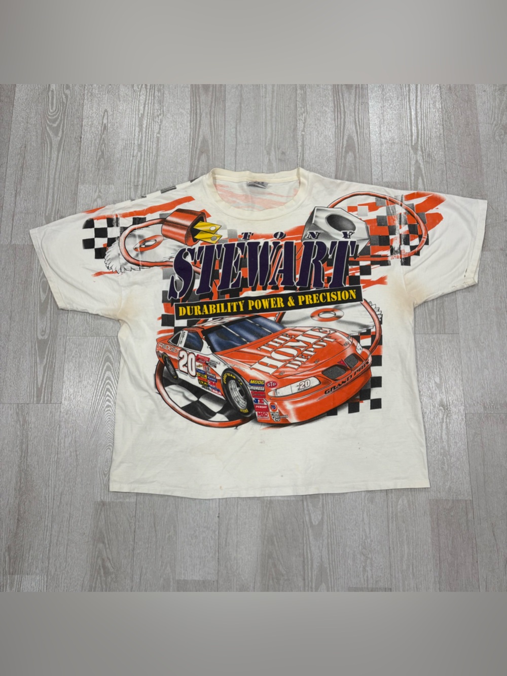 Vintage Chase Authentics Tony Stewart NASCAR All-Over Print T-Shirt size 2XL